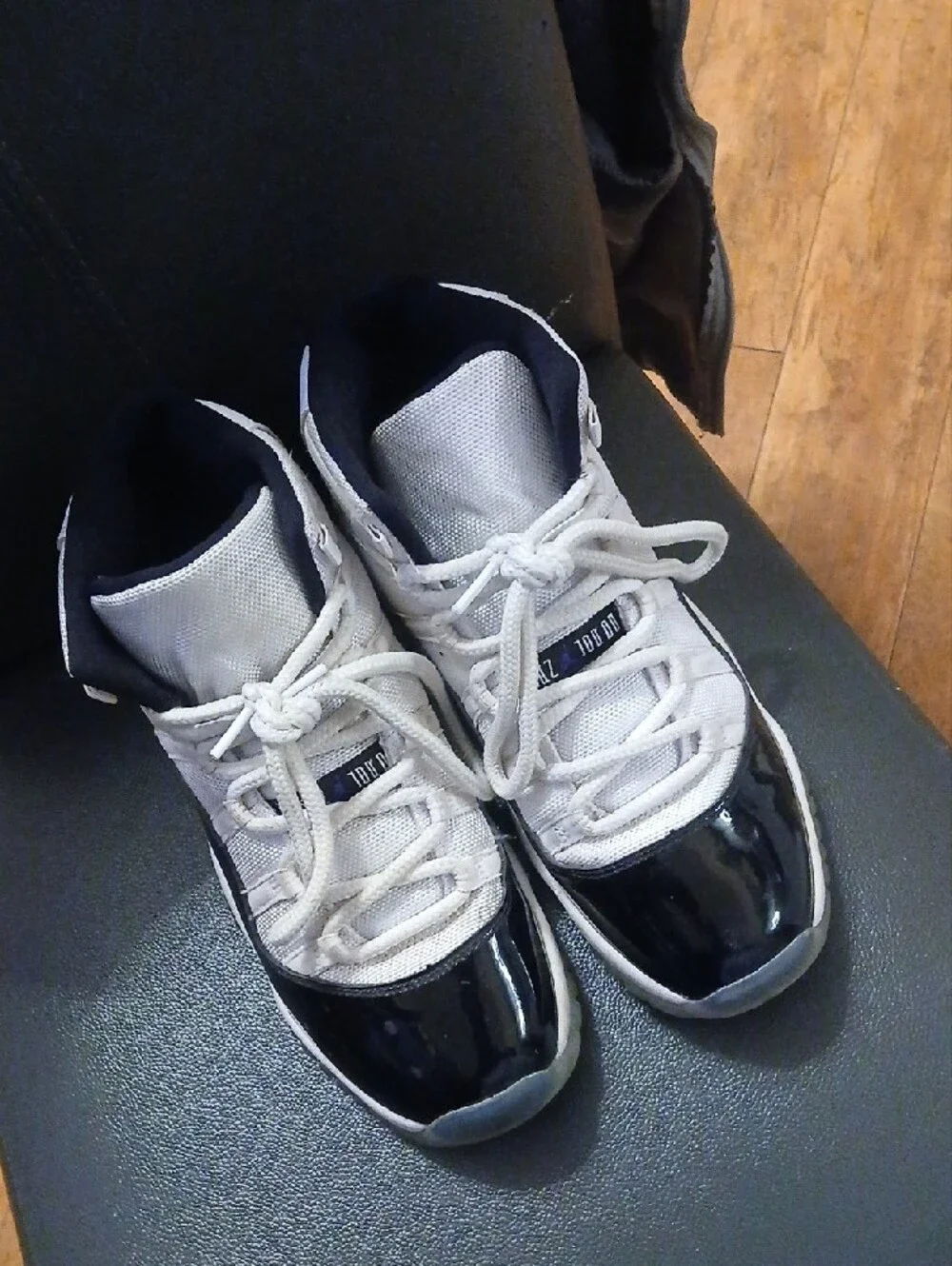 Kids White and Black Jordan High-Top Sneakers